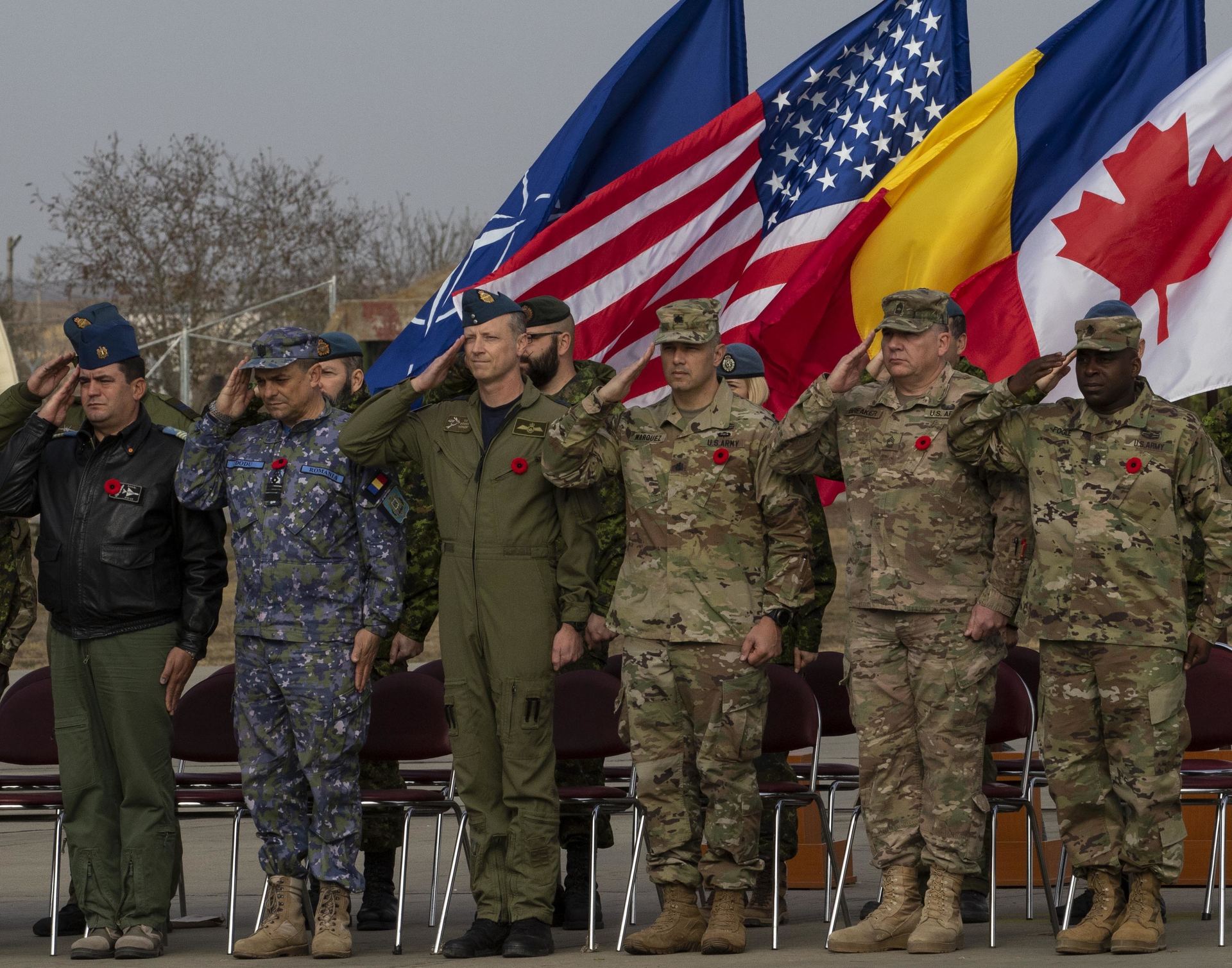 Members of the Canadian Armed Forces at a remembrance event